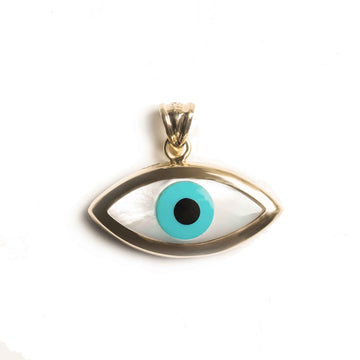 Close up of the 14kt Evil Eye Pendant 