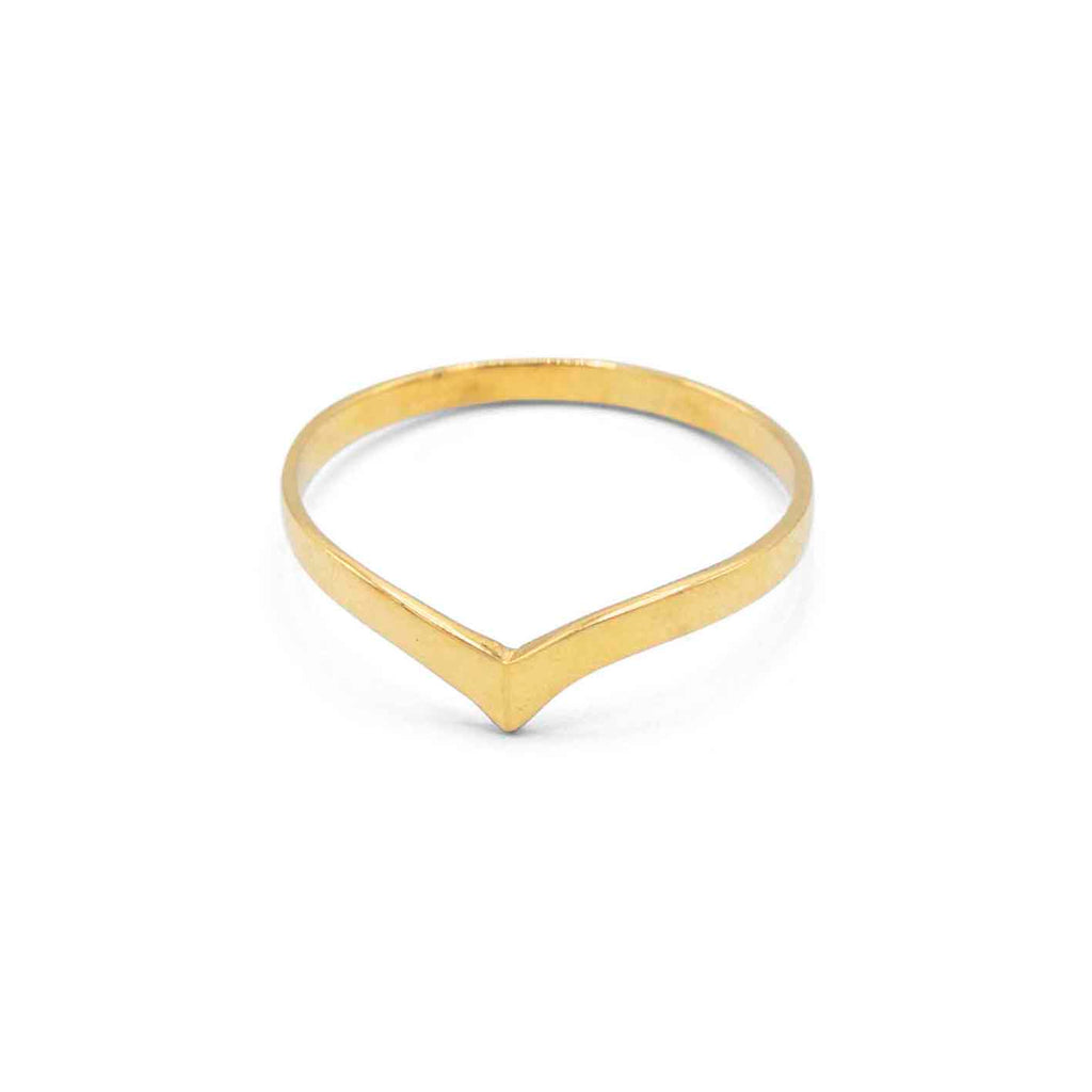 14k yellow gold wishbone ring designed by Stoned Jewelry 